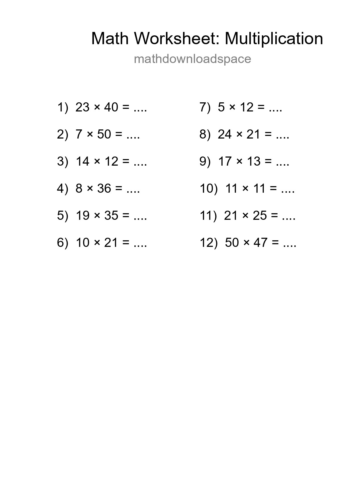 Free 12 Multiplication Math Worksheet For Grade 2 With Answers - Part 106
