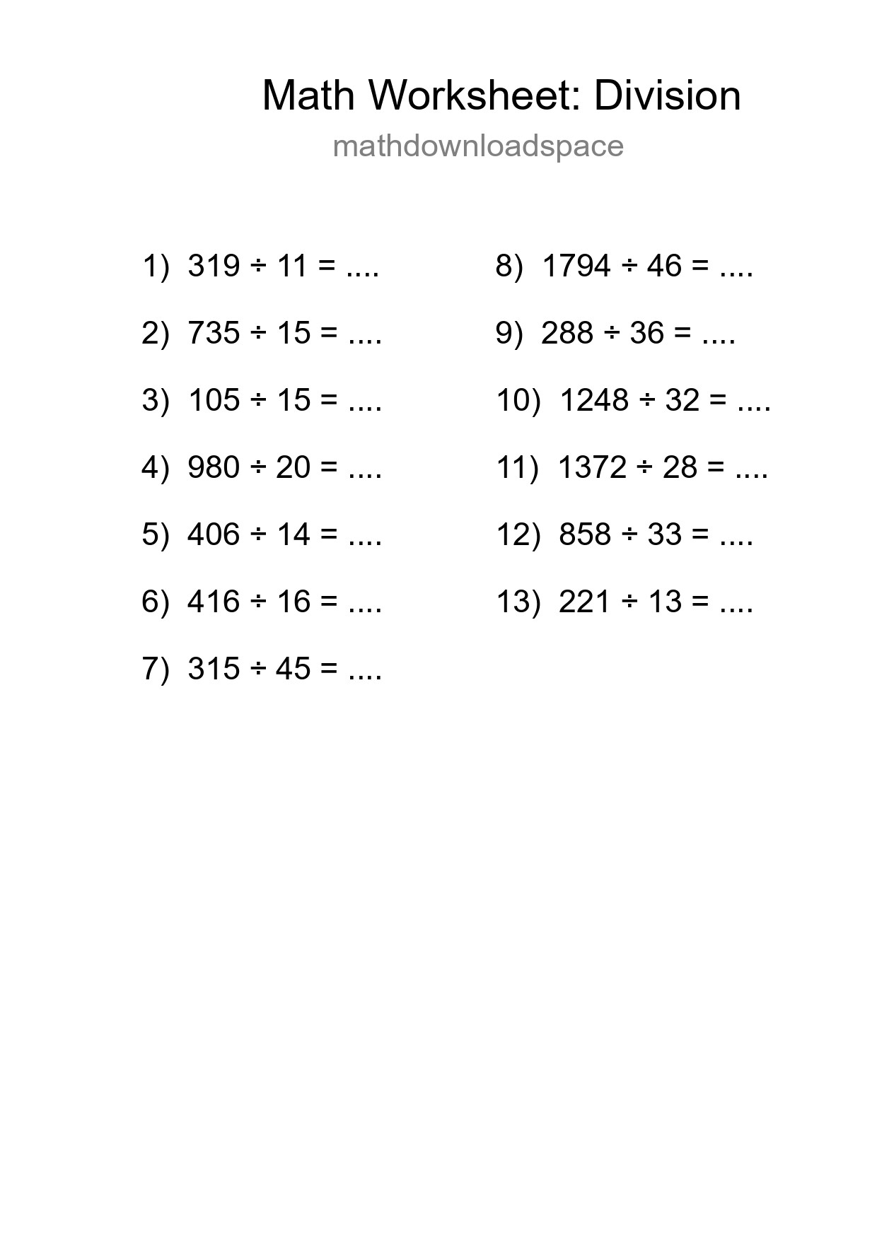 Free 13 Division Math Worksheet For Grade 2 - Part 268