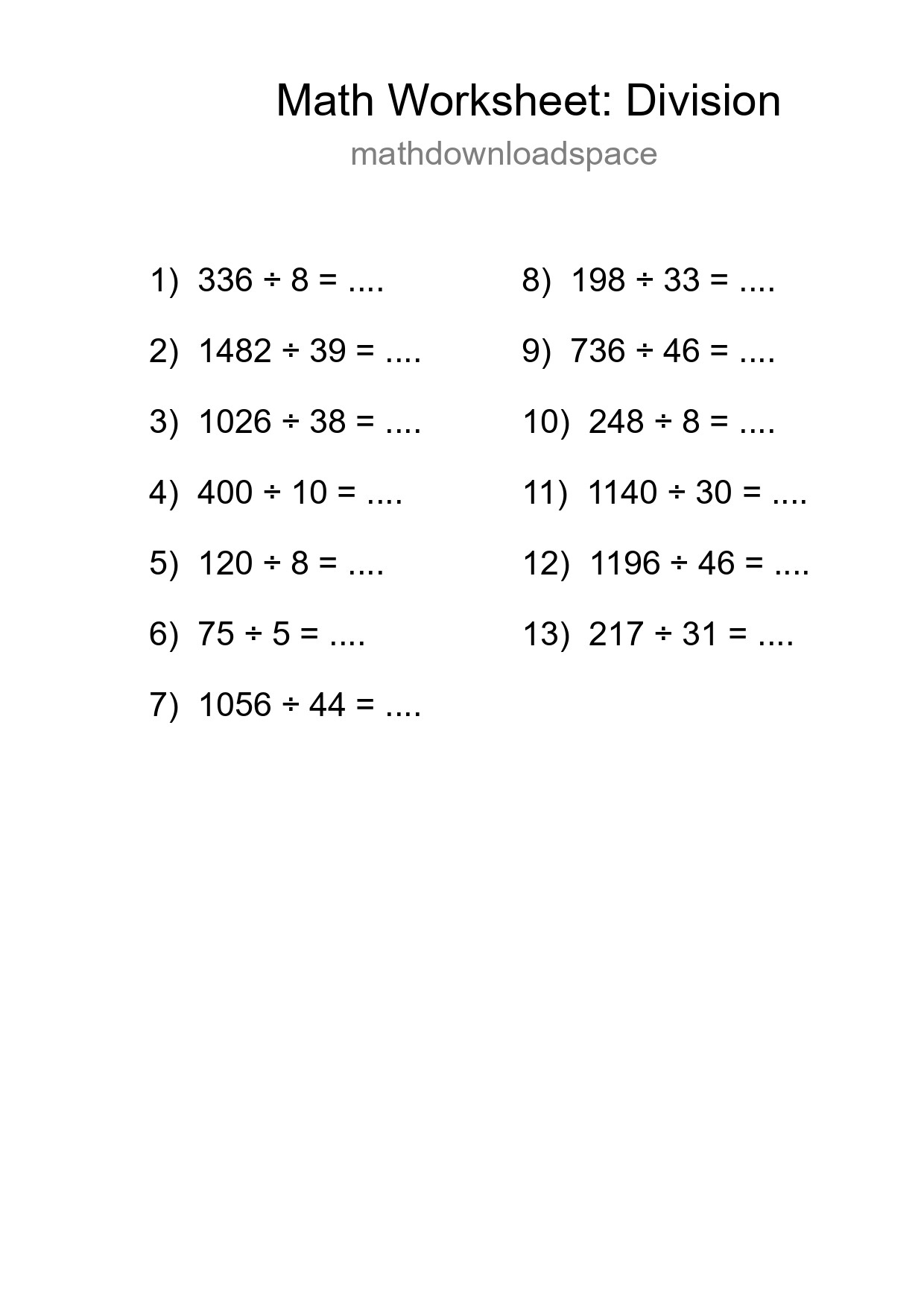 Free 13 Division Math Worksheet For Grade 2 With Answers - Part 4