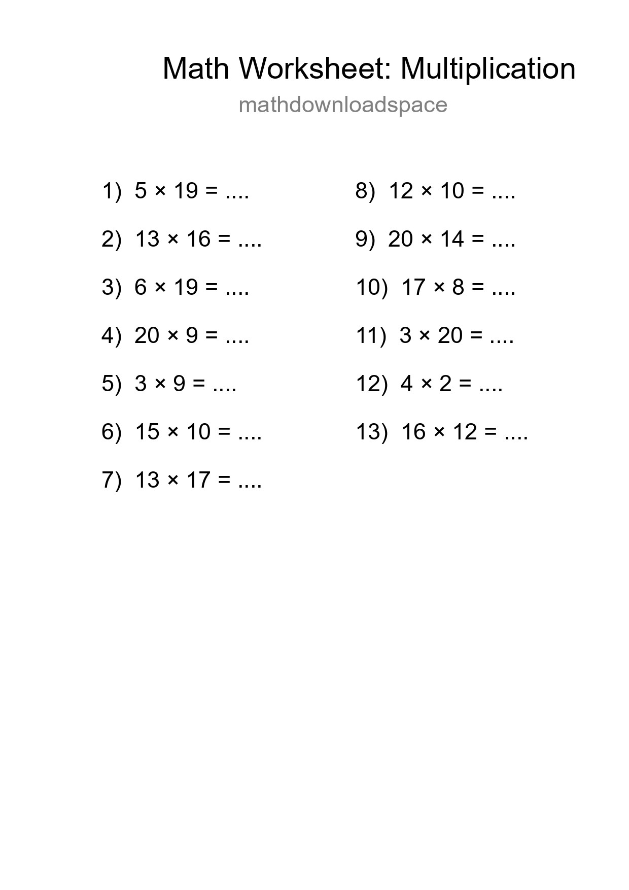 Free 13 Multiplication Math Worksheet For Grade 2 With Answers - Part 227
