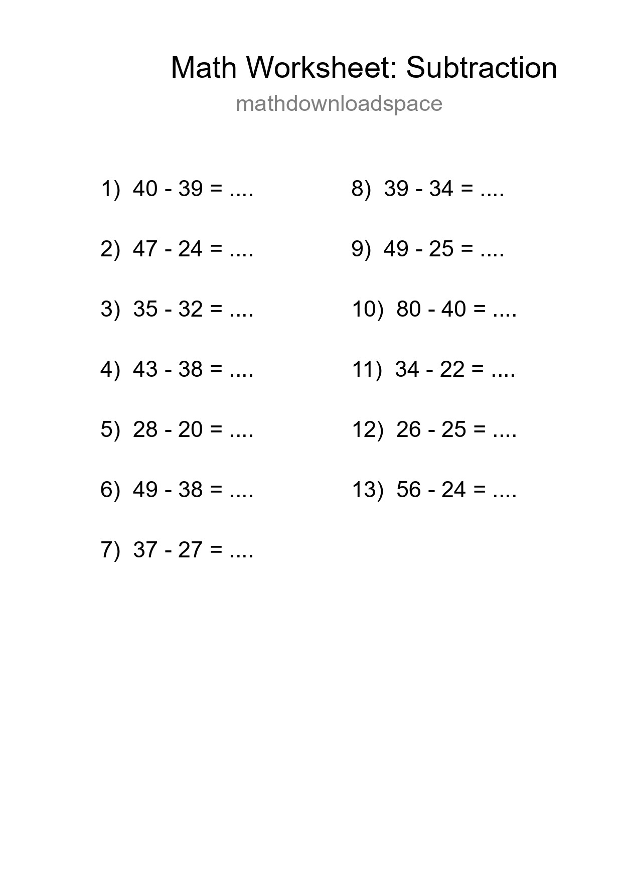 Free 13 Subtraction Math Worksheet For Grade 3 - Part 228