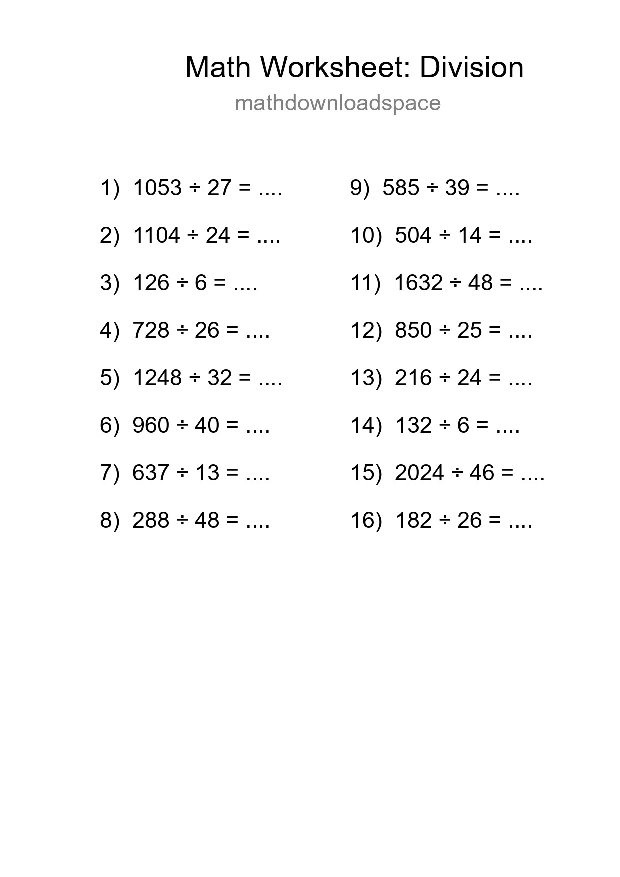 Free 16 Division Math Worksheet For Grade 2 With Answers - Part 246