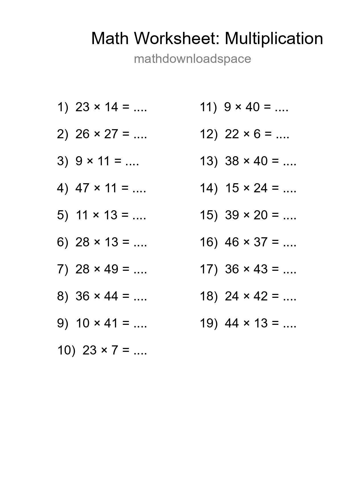 Free 19 Multiplication Math Worksheet For Grade 2 With Answers - Part 183