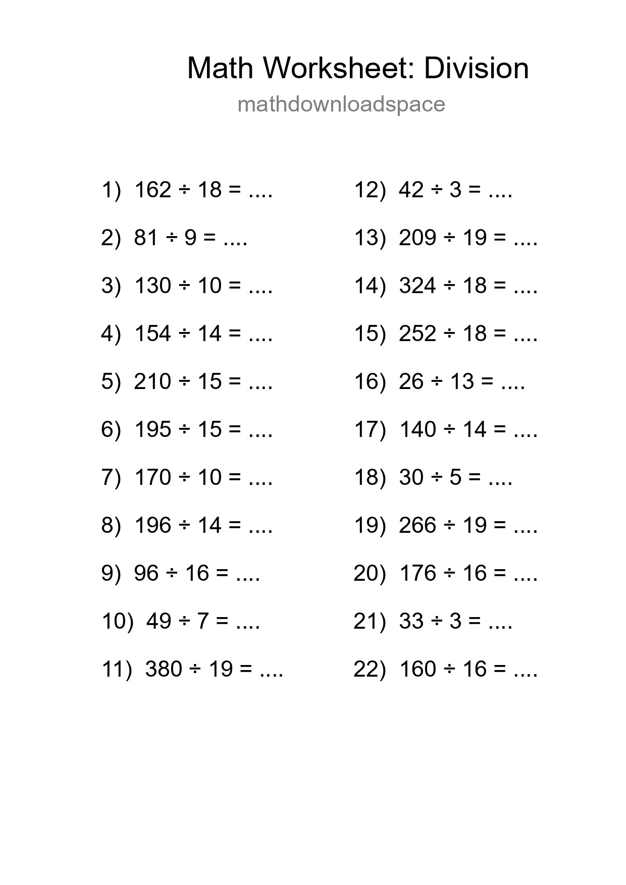 Free 22 Division Math Worksheet For Grade 2 With Answers - Part 202