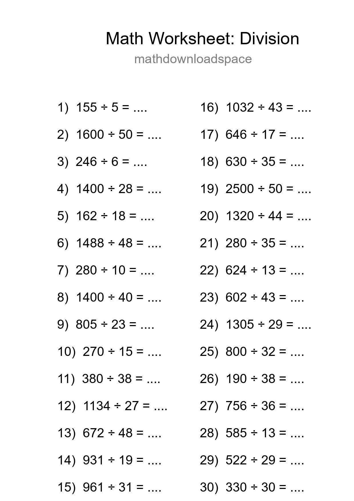 Free 30 Division Math Worksheet For Grade 2 - Part 103