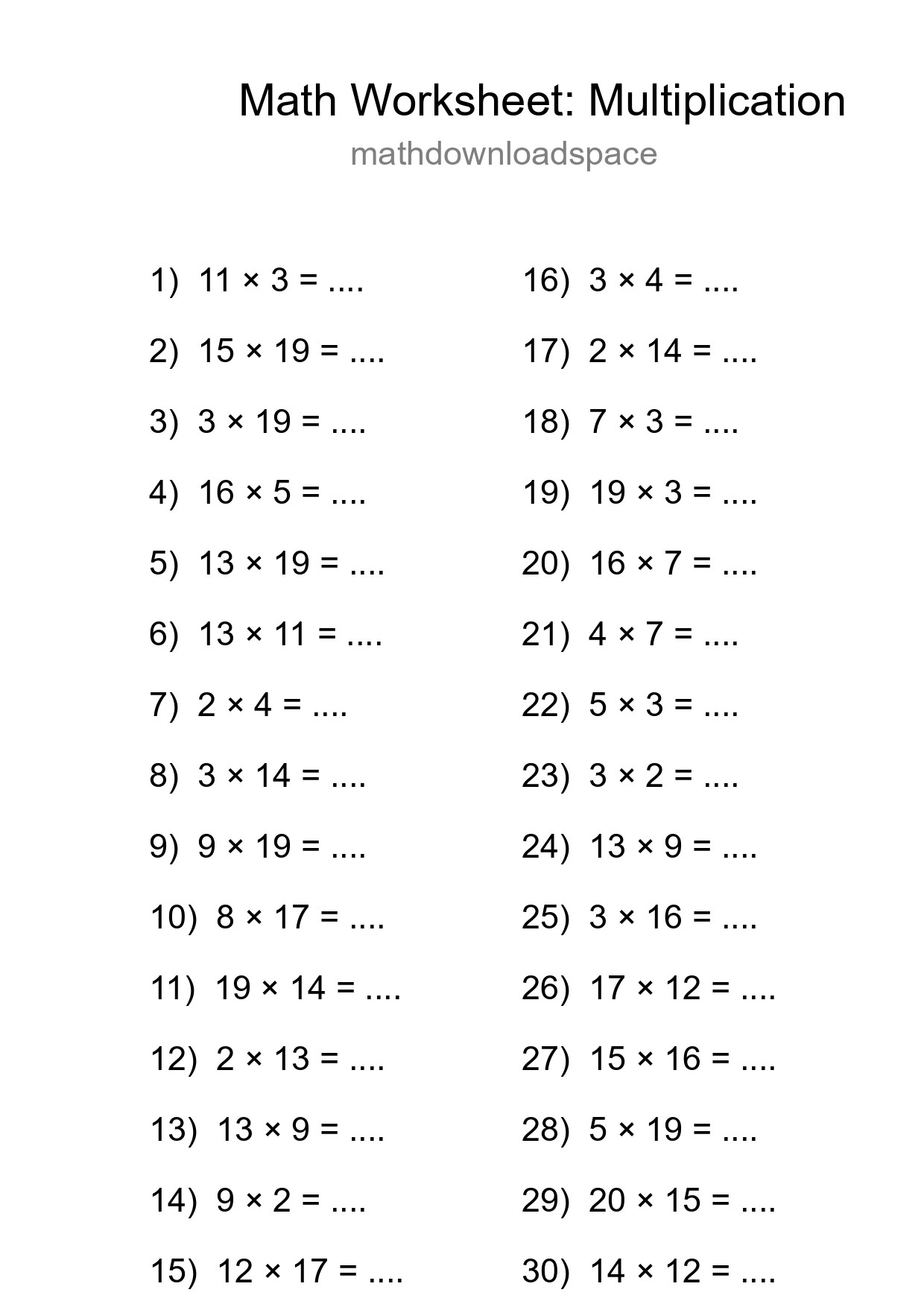 Free 30 Multiplication Math Worksheet For Grade 2 With Answers - Part 73