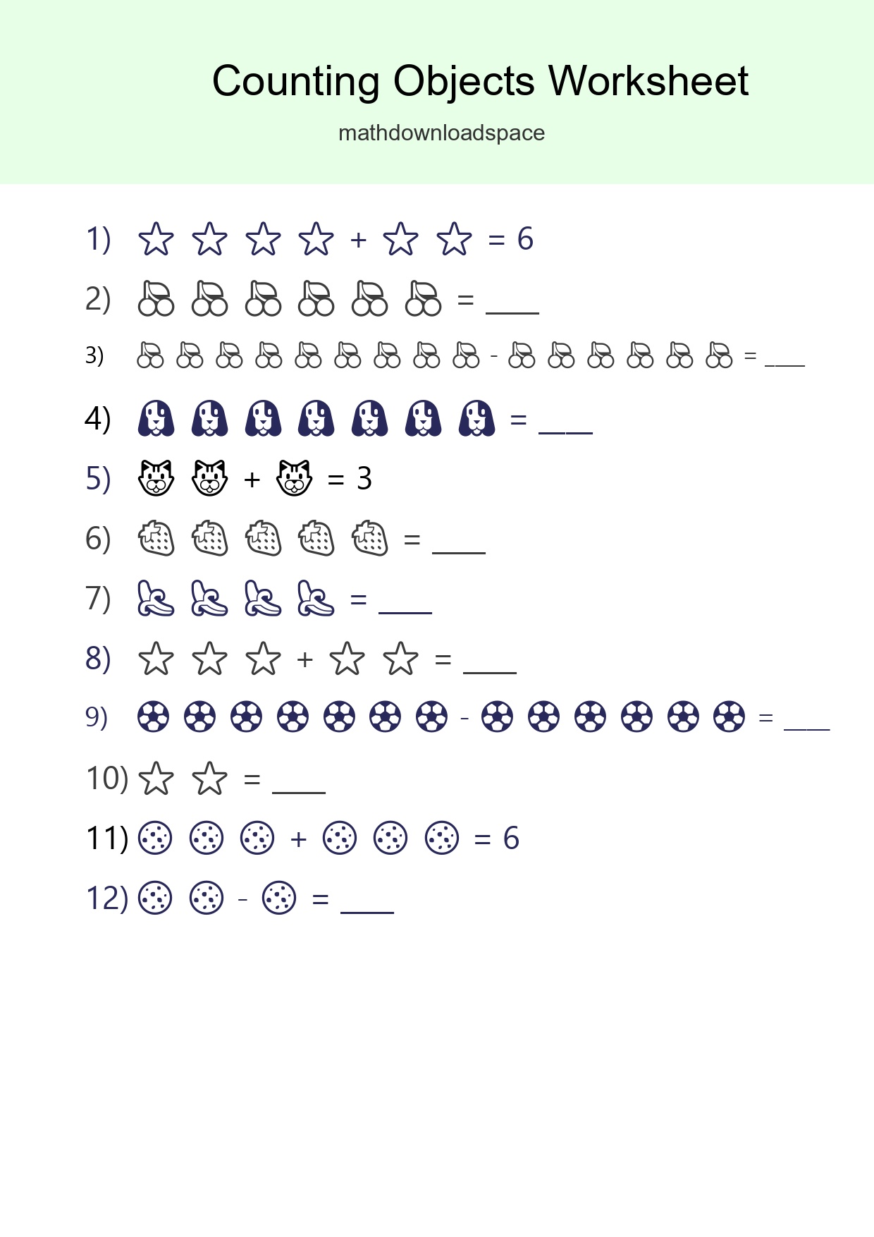 Free Counting Objects Worksheet For Kindergarten Printable - Part 146