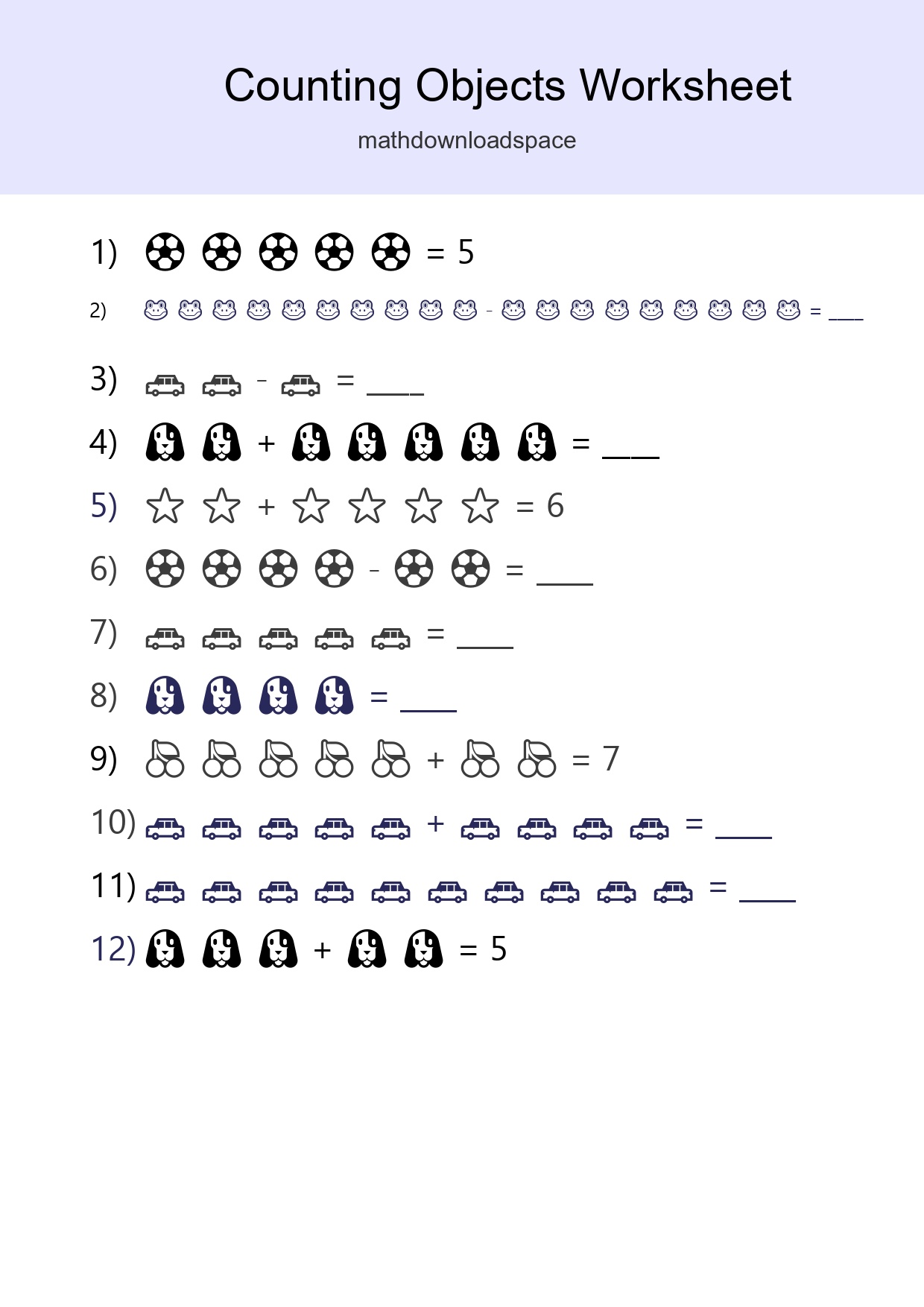 Free Counting Objects Worksheet For Kindergarten Printable - Part 212