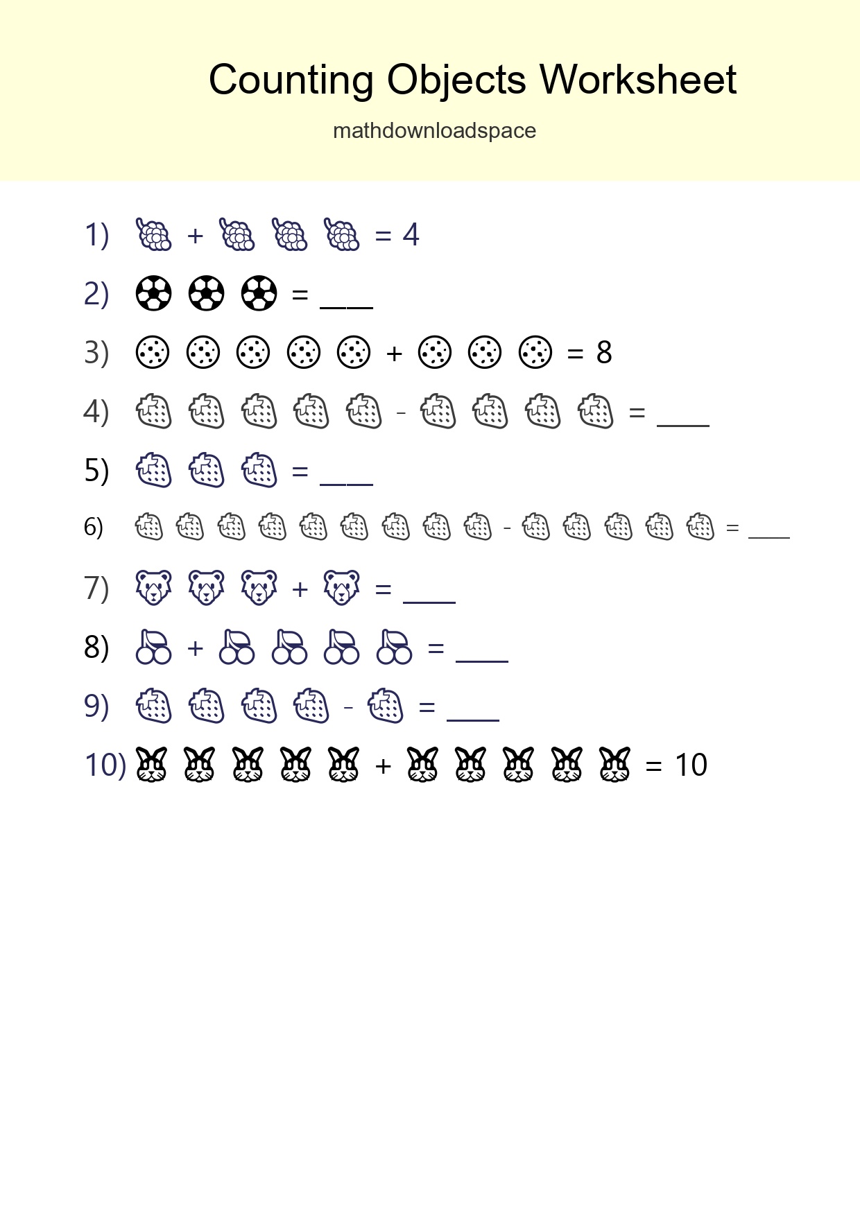 Free Counting Objects Worksheet For Kindergarten Printable - Part 278