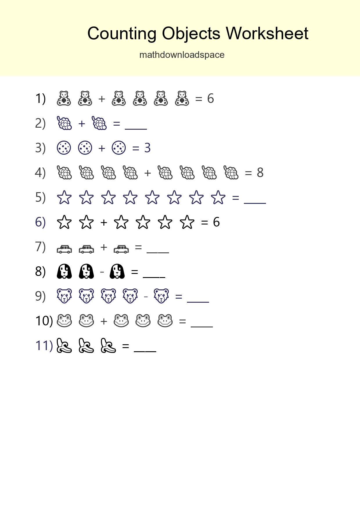 Free Counting Objects Worksheet For Kindergarten Printable - Part 58