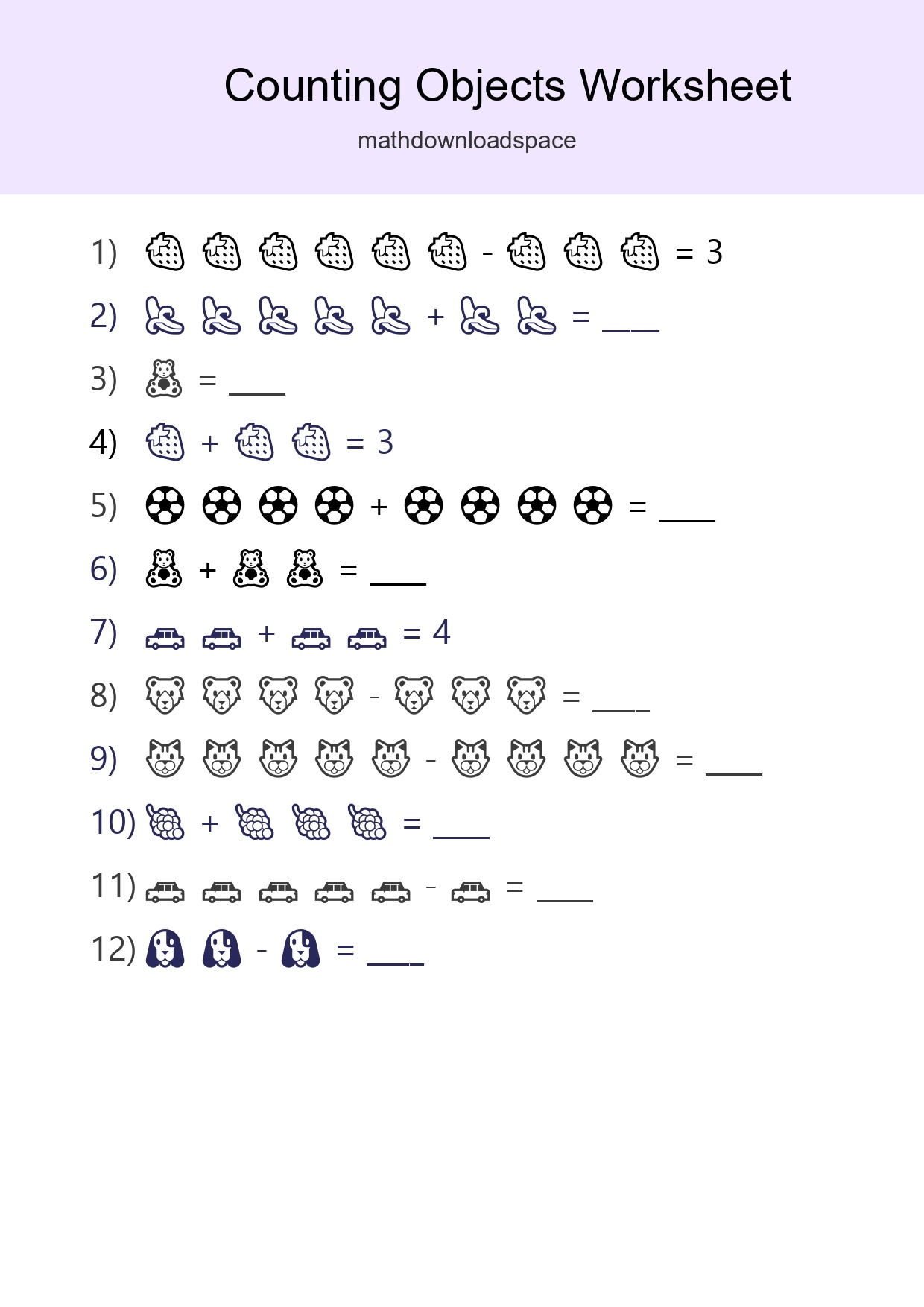 Free Counting Objects Worksheet For Kindergarten Printable - Part 91