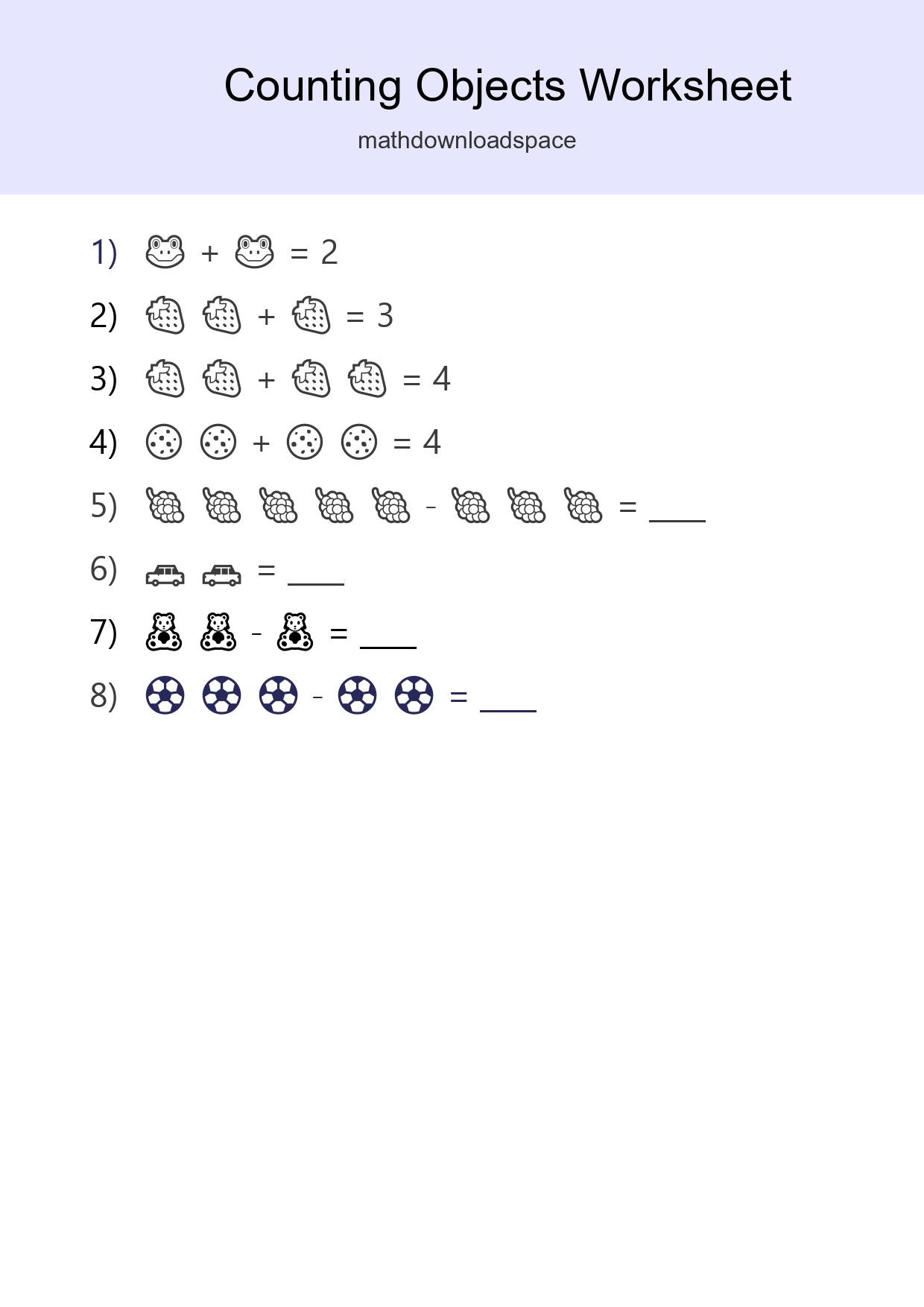 Free Counting Objects Worksheet For Pre-K Printable - Part 201