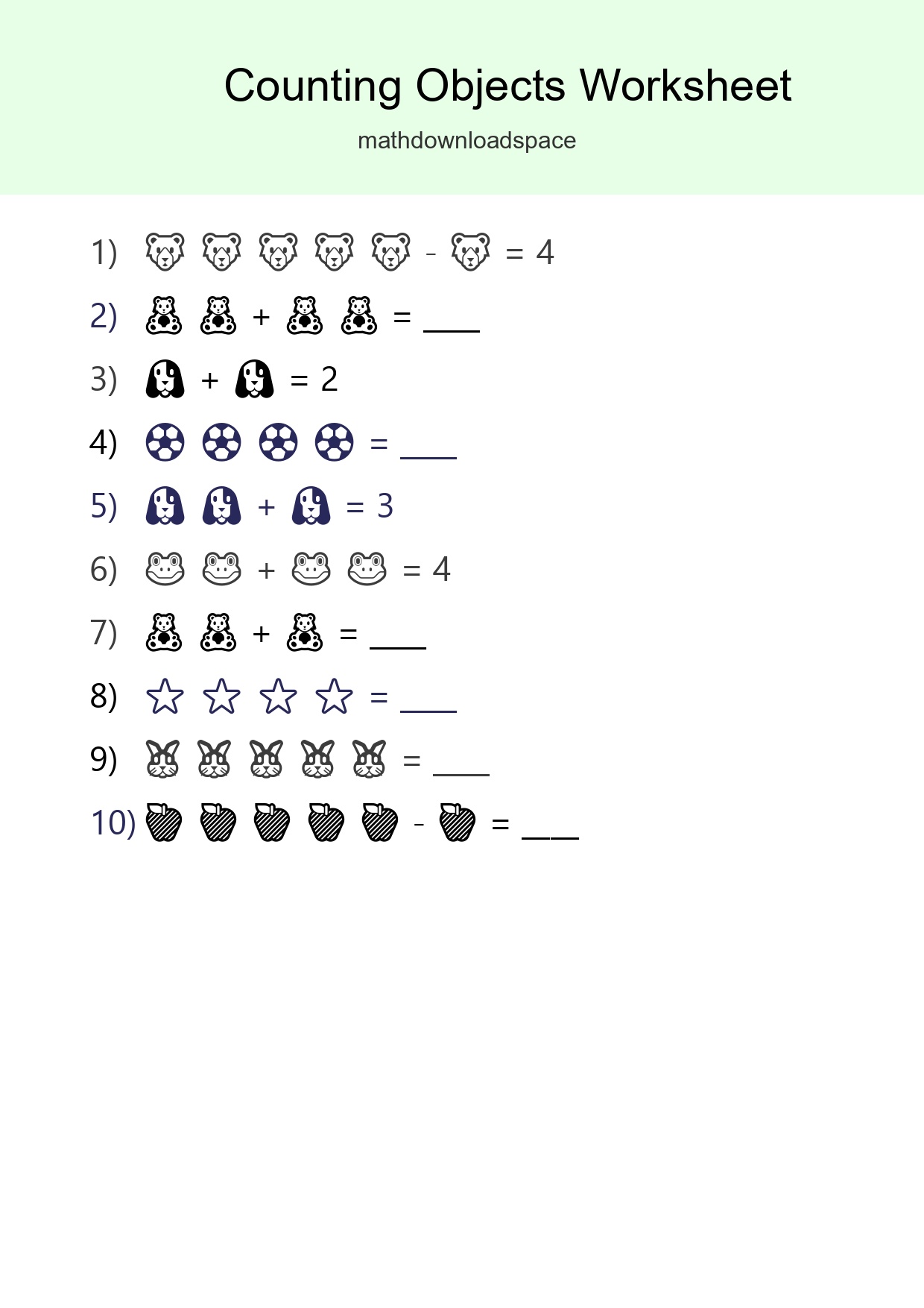 Free Counting Objects Worksheet For Pre-K Printable - Part 223