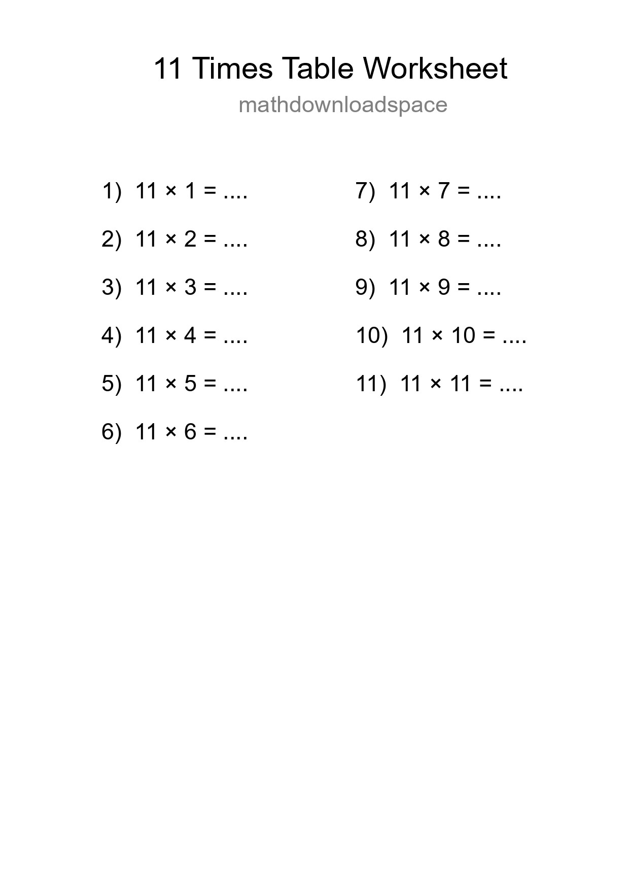 Grade 4 Multiplication Table 11 Practice - Part 229