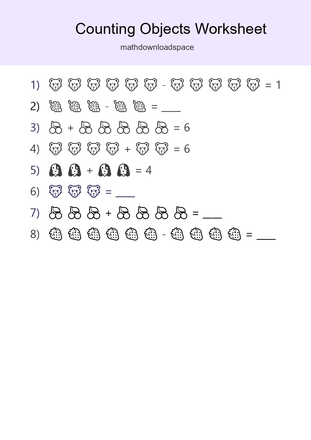 Kindergarten Count The Objects Worksheet - Part 234