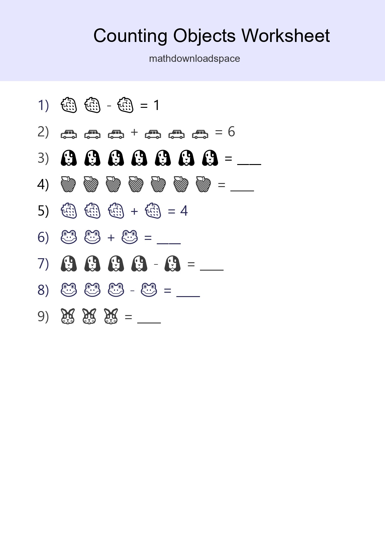 Kindergarten Count The Objects Worksheet - Part 245