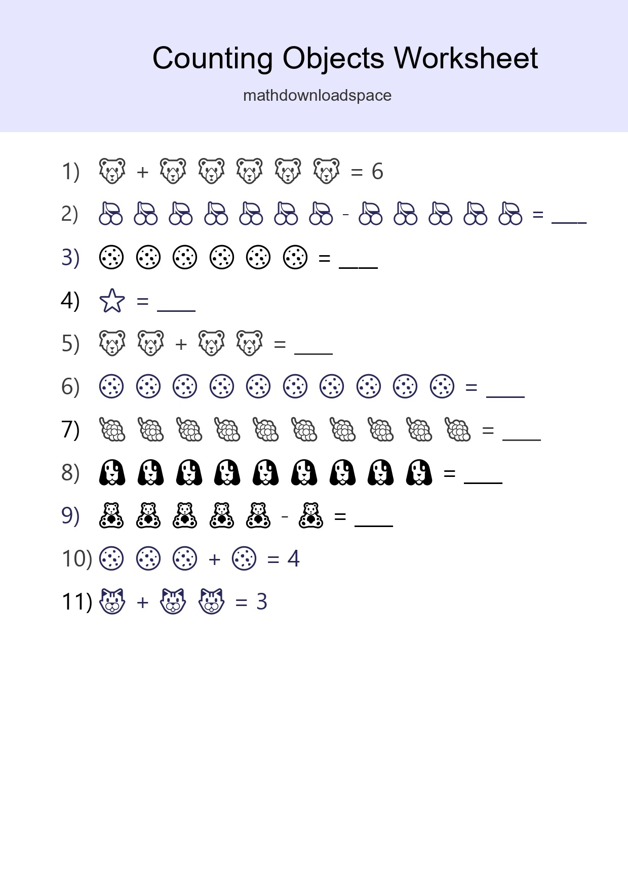 Learn Counting With Pictures Worksheet (Kindergarten) - Part 124