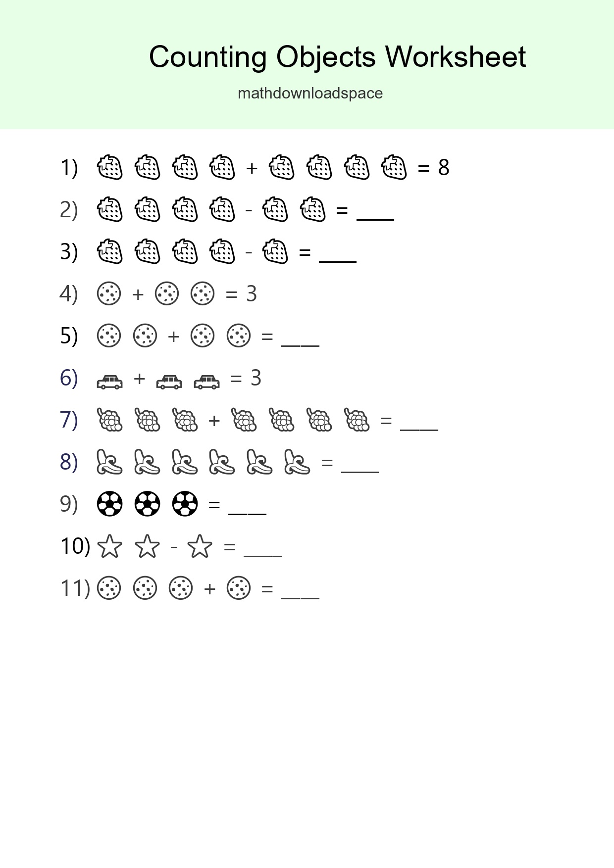 Learn Counting With Pictures Worksheet (Kindergarten) - Part 256