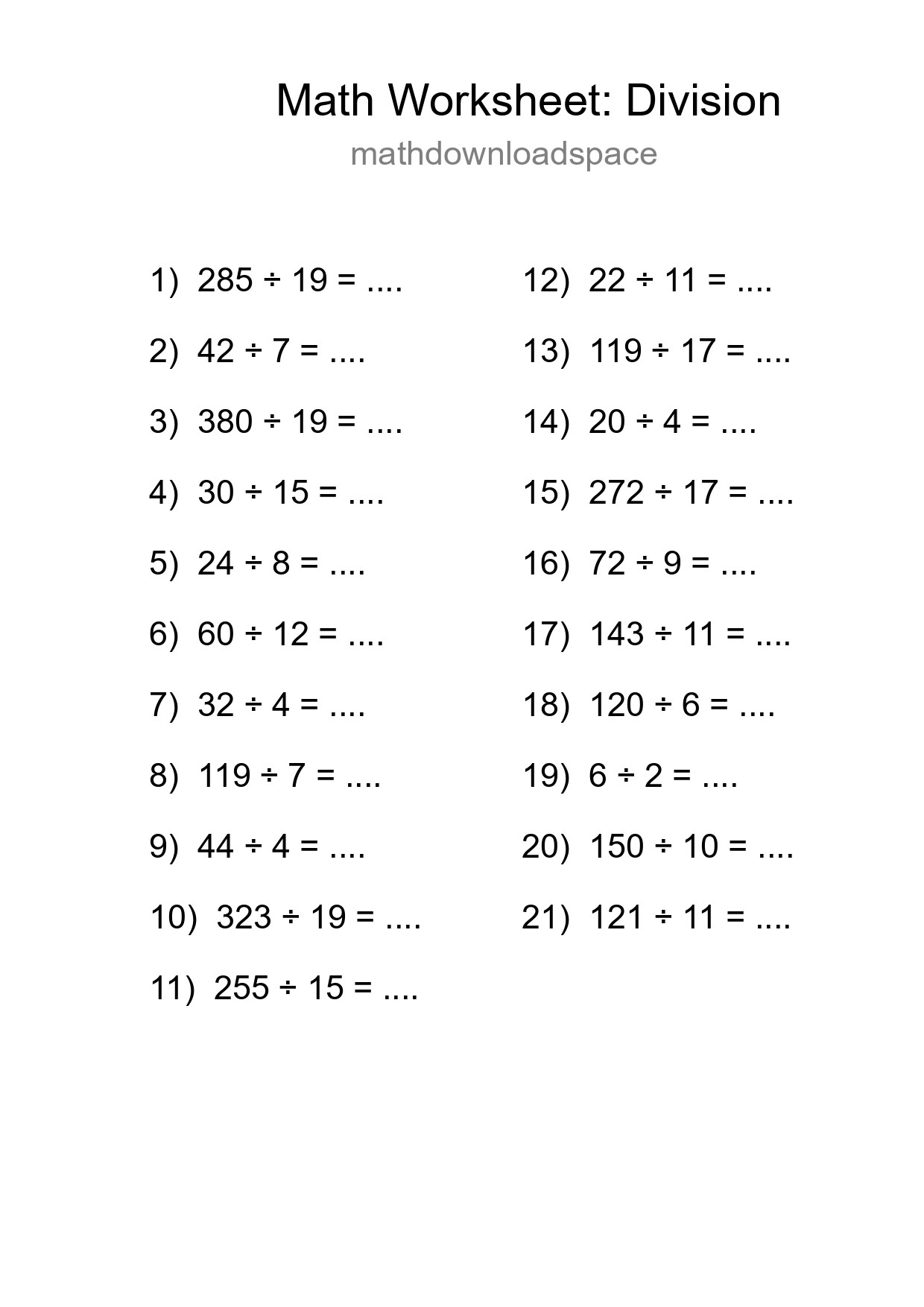 Printable Free 21 Division Math Worksheet For Grade 2 - Part 26